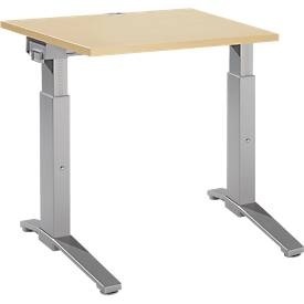 Schäfer Shop Genius Schreibtisch PLANOVA ergoSTYLE, C-Fuss, Rechteck, man. höhenverstellbar, B 800 x T 800 x H 675-895 mm, Ahorn-Dekor/weissalu