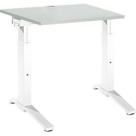 Schäfer Shop Genius Schreibtisch PLANOVA ergoSTYLE, C-Fuss, Rechteck, man. höhenverstellbar, B 800 x T 800 x H 675-895 mm, lichtgrau/weiss