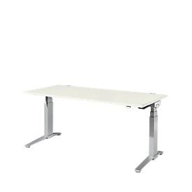 Schäfer Shop Genius Schreibtisch PLANOVA ERGOSTYLE, elektrisch höhenverstellbar, Rechteck, C-Fuss, B 1800 x T 800 x H 645-1305 mm, Ahorn/weissaluminium