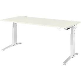 Schäfer Shop Genius Schreibtisch PLANOVA ERGOSTYLE, elektrisch höhenverstellbar, Rechteck, C-Fuss, B 1800 x T 800 x H 645-1305 mm, weiss