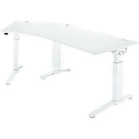 Schäfer Shop Genius Winkelschreibtisch PLANOVA ERGOSTYLE, elektrisch höhenverstellbar, 135° Winkel links, C-Fuss, B 2165 mm, weiss
