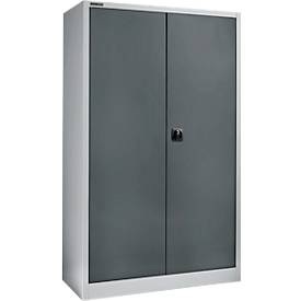 Schäfer Shop Select Materialschrank, abschliessbar, 4 verzinkte Böden, 5 OH, B 1200 x T 400 x H 1935 mm, Stahl, weissaluminium/anthrazitgrau