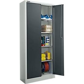 Schäfer Shop Select Universalschrank, Stahl, abschließbar, T 400 x H 1935 x B 800 mm, 5 OH, lichtgrau/anthrazitgrau