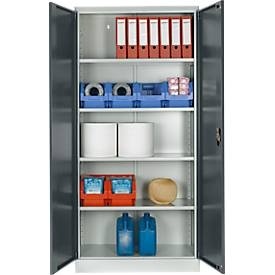 Schäfer Shop Select Materialschrank, abschliessbar, 4 verzinkte Böden, 5 OH, B 950 x T 400 x H 1935 mm, Stahl, lichtgrau/anthrazitgrau