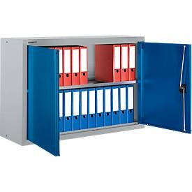 Schäfer Shop Select Aktenschrank MSI 8412, B 1200 x T 400 x H 800 mm, 3 Böden, Stahl, weißaluminium RAL 9006/enzianblau RAL 5010