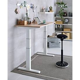Schäfer Shop Select Home Office Schreibtisch, elektrisch höhenverstellbar, Rechteck, T-Fuss, B 1300 x T 650 x H 640-1300 mm, Eiche/weissaluminium