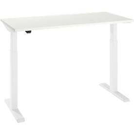Schäfer Shop Select Home Office Schreibtisch, elektrisch höhenverstellbar, Rechteck, T-Fuss, B 1300 x T 650 x H 715-1205 mm, weiss