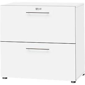 Schäfer Shop Select HR-Schrank Start Off, 2 OH, abschliessbar, B 800 x T 420 x H 744 mm, Holz, weiss/weiss