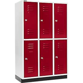 Schäfer Shop Select Kleiderspind, mit 3 x 2 Abteilen, 400 mm, mit Sockel, Zylinderschloss, Tür rubinrot