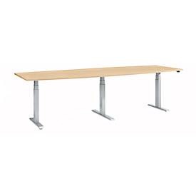 Schäfer Shop Select Konferenztisch ERGO-T 2.0 Big, bis 8 Personen, elektrisch höhenverstellbar, Tonne, T-Fuss, B 2800 mm, Ahorn/weissalu