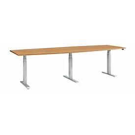 Schäfer Shop Select Konferenztisch ERGO-T 2.0 Big, bis 8 Personen, elektrisch höhenverstellbar, Tonne, T-Fuss, B 2800 mm, Buche/weissalu