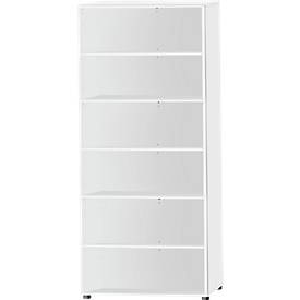 Schäfer Shop Select Regal, B 800 x T 420 x H 2196 mm, 6 OH & 5 Fachböden, weiss