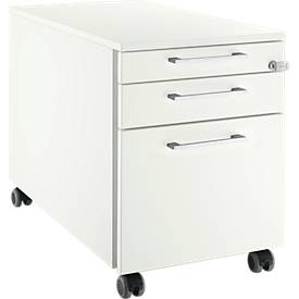 Schäfer Shop Select Rollcontainer 126, 3 Schübe, Griff eckig, weiss/weiss