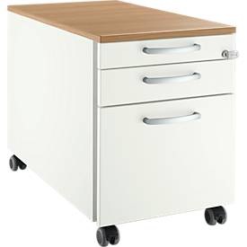 Schäfer Shop Select Rollcontainer 126, 3 Schübe, Griff rund, weiß/Kirsche-Romana