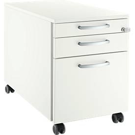 Schäfer Shop Select Rollcontainer 126, 3 Schübe, Griff rund, weiss/weiss