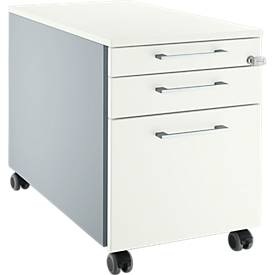 Schäfer Shop Select Rollcontainer 126, mit Griff eckig, weißalu/weißalu/weiß