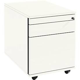 Schäfer Shop Select Rollcontainer 126, Utensilienauszug + Schubladen, abschliessbar, Spanplatte, B 428 x T 600 x H 540 mm, weiss
