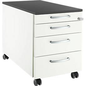 Schäfer Shop Select Rollcontainer 1233, 4 Schübe, Griff rund, weiß/graphit
