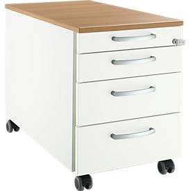 Schäfer Shop Select Rollcontainer 1233, 4 Schübe, Griff rund, weiss/Kirsche-Romana