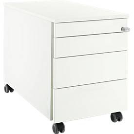 Schäfer Shop Select Rollcontainer 1233, 4 Schübe, mit Griffnut, weiss/weiss