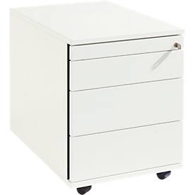 Schäfer Shop Select Rollcontainer 1233, Utensilienauszug + Schubladen, abschliessbar, Spanplatte, B 428 x T 600 x H 540 mm, weiss