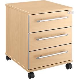 Schäfer Shop Select Rollcontainer Moxxo IQ 333, 3 Schübe, B 410 x T 495 x H 510 mm, abschliessbar, Ahorn-Dekor