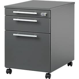 Schäfer Shop Select Rollcontainer SET UP mit HR, abschliessbar, B 432 x T 580 x H 595 mm, graphit/graphit