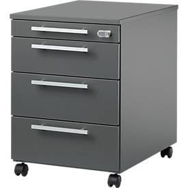 Schäfer Shop Select Rollcontainer SET UP, abschliessbar, B 432 x T 580 x H 595 mm, graphit/graphit