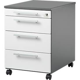 Rollcontainer SET UP, abschließbar, B 432 x T 580 x H 595 mm, graphit/weiß