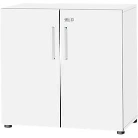 Schrank SET UP, 2 OH, abschließbar, B 800 x T 420 x H 744 mm, weiß/weiß