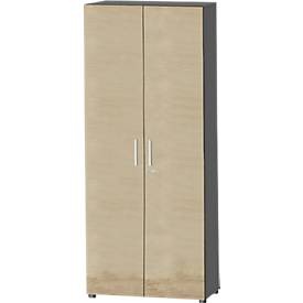 Schäfer Shop Select Schrank SET UP, 6 OH, abschliessbar, B 800 x T 420 x H 2196 mm, graphit/eiche