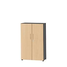 Schäfer Shop Select Schrank Start Off, 4 OH, abschliessbar, B 800 x T 420 x H 1470 mm, Holz, graphit/ahorn