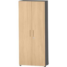 Schäfer Shop Select Schrank Start Off, 6 OH, abschliessbar, B 800 x T 420 x H 2196 mm, Holz, graphit/ahorn