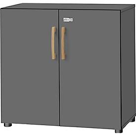 Schäfer Shop Select Schrank Start Off Wood, 2 OH, abschliessbar, B 800 x T 420 x H 744 mm, Holz, graphit