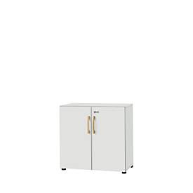 Schäfer Shop Select Schrank Start Off Wood, 2 OH, abschliessbar, B 800 x T 420 x H 744 mm, Holz, lichtgrau