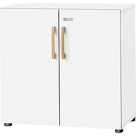 Schäfer Shop Select Schrank Start Off Wood, 2 OH, abschliessbar, B 800 x T 420 x H 744 mm, Holz, weiss