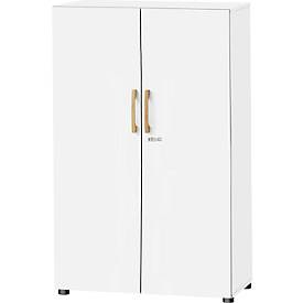 Schäfer Shop Select Schrank Start Off Wood, 4 OH, abschliessbar, B 800 x T 420 x H 1470 mm, Holz, weiss