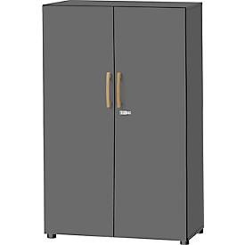 Schäfer Shop Select Schrank Start Off Wood, 4 OH, abschliessbar, B 800 x T 420 x H 1470 mm, Holz, graphit