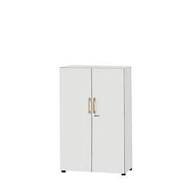 Schäfer Shop Select Schrank Start Off Wood, 4 OH, abschliessbar, B 800 x T 420 x H 1470 mm, Holz, lichtgrau