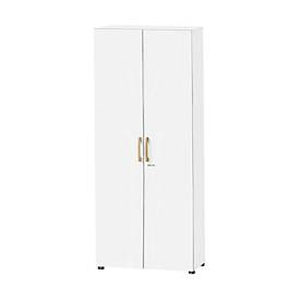 Schäfer Shop Select Schrank Start Off Wood, 6 OH, abschliessbar, B 800 x T 420 x H 2196 mm, Holz, weiss