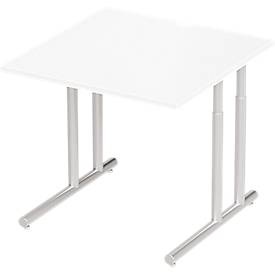 Schäfer Shop Select Schreibtisch COMBITEC, B 800 x T 800 x H 677 - 817 mm, weiss/weissalu