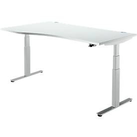 Schäfer Shop Select Schreibtisch DRIVE UP 2, elektrisch höhenverstellbar, Freiform, Ansatz links, T-Fuß, B 1800 mm, lichtgrau/weißalu