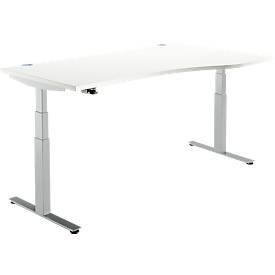 Schäfer Shop Select Schreibtisch DRIVE UP 2, elektrisch höhenverstellbar, Freiform, Ansatz rechts, T-Fuss, B 1800 mm, weiss/weissalu