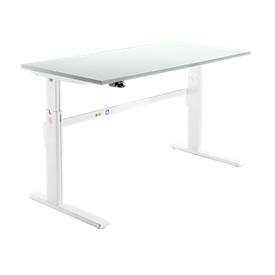 Schäfer Shop Select Schreibtisch, elektrisch höhenverstellbar, Rechteck, C-Fuss, B 1600 x T 800 x H 725-1185 mm, lichtgrau/weiss