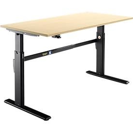 Schäfer Shop Select Schreibtisch, elektrisch höhenverstellbar, Rechteck, C-Fuss, B 1800 x T 800 x H 725-1185 mm, Ahorn/schwarz