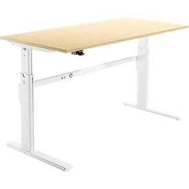 Schäfer Shop Select Schreibtisch, elektrisch höhenverstellbar, Rechteck, C-Fuss, B 1800 x T 800 x H 725-1185 mm, Ahorn/weiss