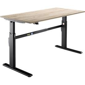 Schäfer Shop Select Schreibtisch, elektrisch höhenverstellbar, Rechteck, C-Fuss, B 1800 x T 800 x H 725-1185 mm, Eiche/schwarz