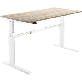 Schäfer Shop Select Schreibtisch, elektrisch höhenverstellbar, Rechteck, C-Fuss, B 1800 x T 800 x H 725-1185 mm, Eiche/weiss