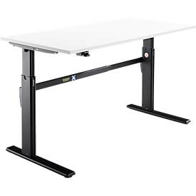 Schäfer Shop Select Schreibtisch, elektrisch höhenverstellbar, Rechteck, C-Fuss, B 1800 x T 800 x H 725-1185 mm, weiss/schwarz