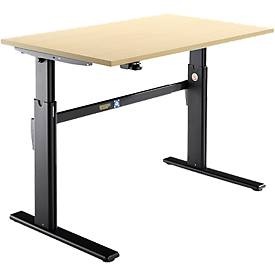 Schäfer Shop Select Schreibtisch, elektrisch höhenverstellbar, Rechteck, C-Fuss, B 1200 x T 800 x H 725-1185 mm, Ahorn/schwarz